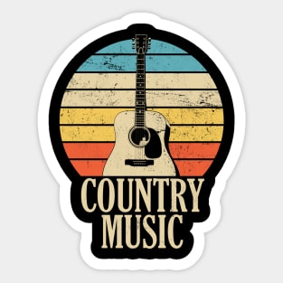 Country Music Retro Style Distressed Acoustic Guitar Sticker